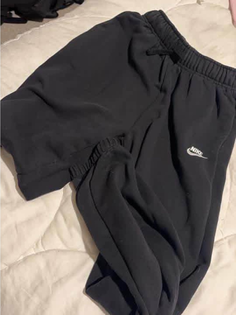 Nike Kids Black Sweatpants with White Swoosh Logo